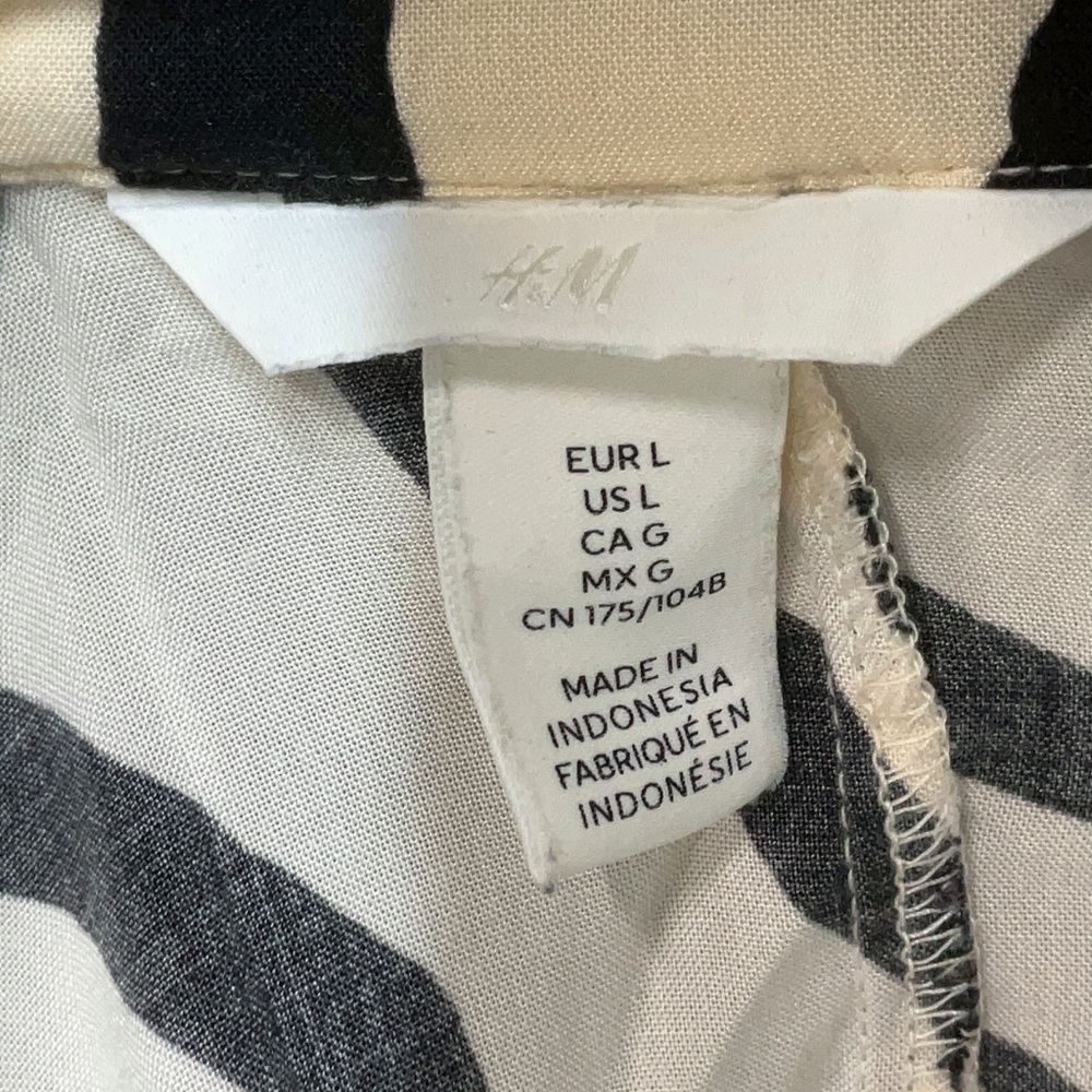 H&M TIE-BELT SHIRT DRESS Cream & Zebra L - Picture 5 of 6